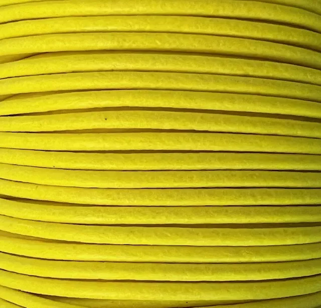 Cuir rond 2mm Fluo - Jaune fluo