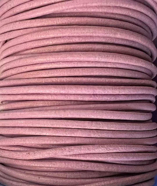 Cuir rond 2 mm couleurs pastel et métallisées - Lilas