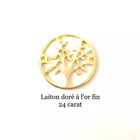 Intercalaire arbre de vie doré à l'or fin 24 carats
