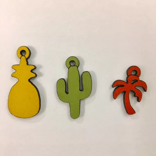 Pendants exotiques-cactus-palmier-ananas en CUIR