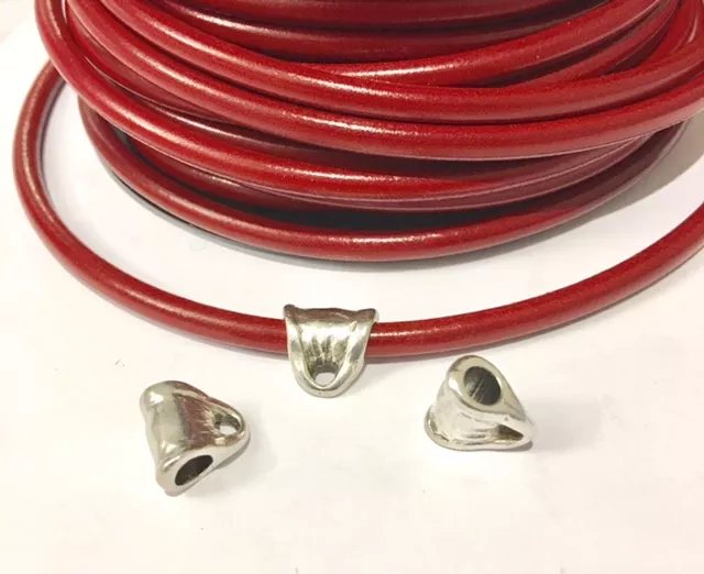 Bélière en étain plaqué argent pour cuir rond 5mm 