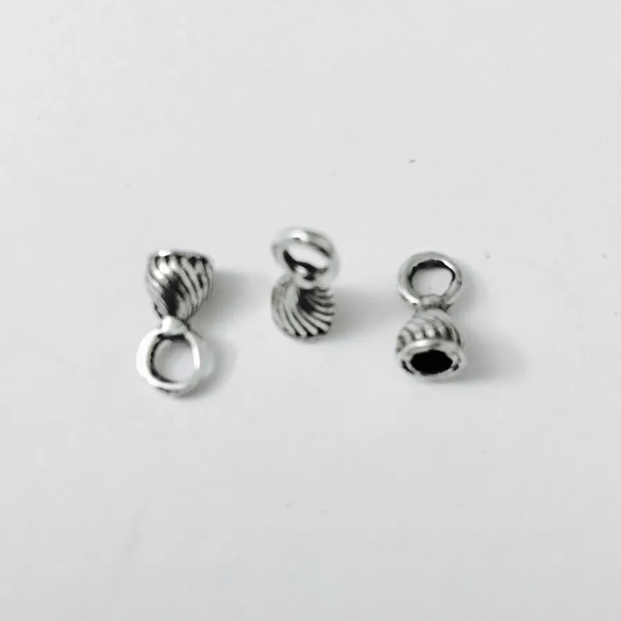 Embout cloche en étain plaqué argent pour cuir rond 2mm