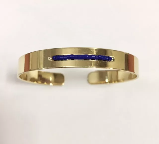 Jonc en laiton 8mm,  flèche sur les côtés, OR, rainure pour perles miyuki