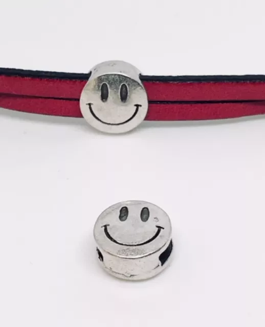 Passant Smiley en étain pour cuir 6mm