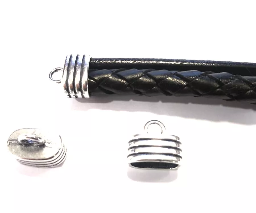 Embout rayé avec anneau pour cuir rond 12mm