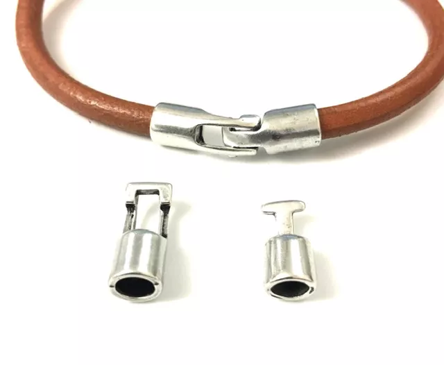 Fermoir crochet pour cuir rond 5mm