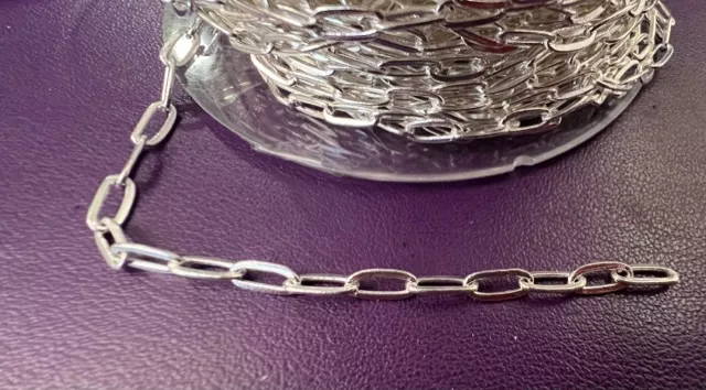 Chaine TROMBONE 8 x 3.6mm pl. argent vif 10 microns en FRANCE