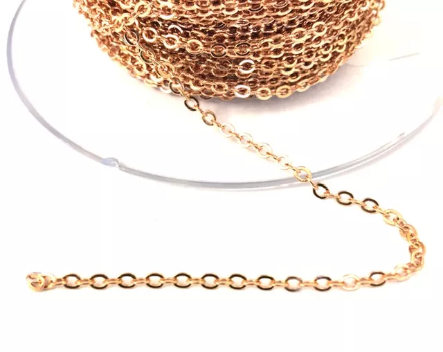 Chaine fine laiton plaquée or rose en France,2mm