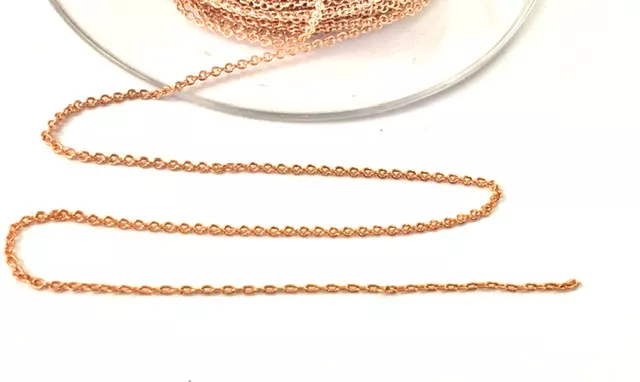 Chaine fine laiton plaquée or rose en France,1.1mm