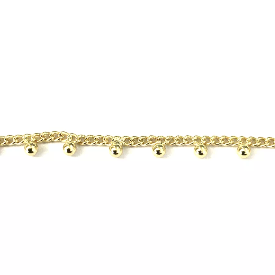 Chaine en laiton avec perles doré à l'or fin 