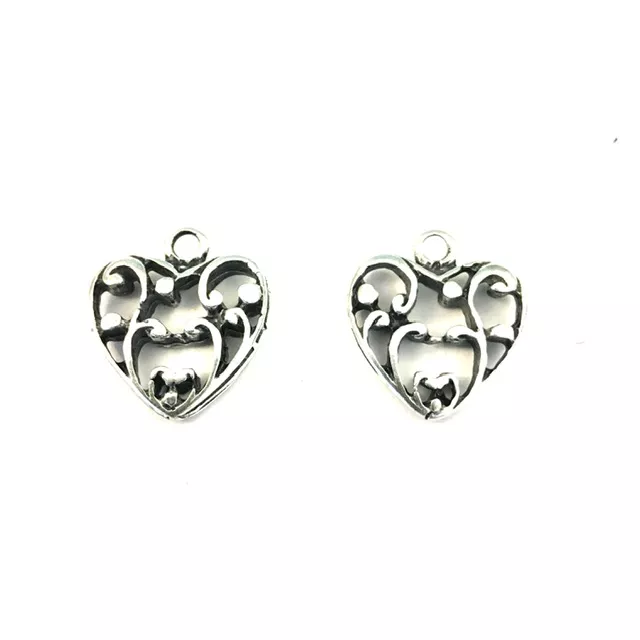 Pendant cœur filigrane 17 x 18.6 mm, double face