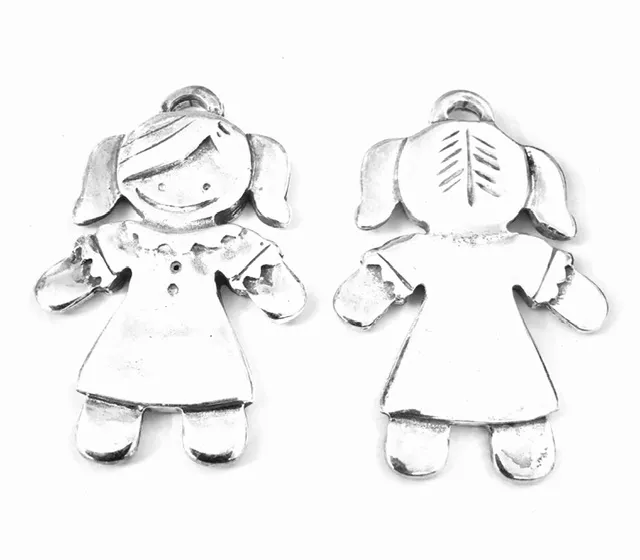 Pendant fillette grande taille 55.7 x 36.8 mm argent vif