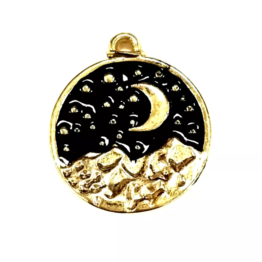Pendant médaille lune émaillé