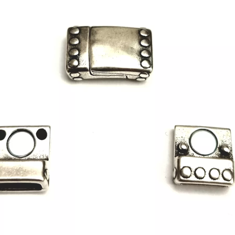 Fermoir aimanté 10mm en etain argent antique
