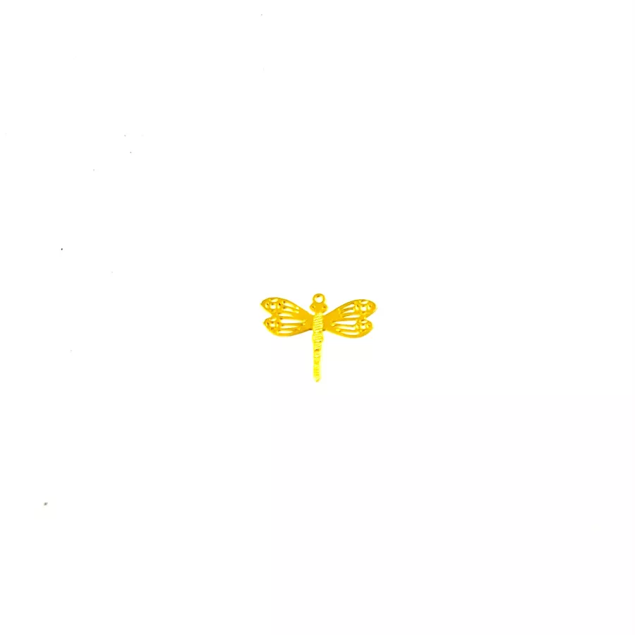 Pendant libellule en laiton doré à l'or fin 24 carat