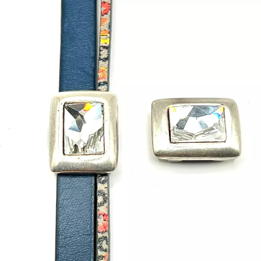 Passant 13mm pour cuir  avec  grand Swarovski 