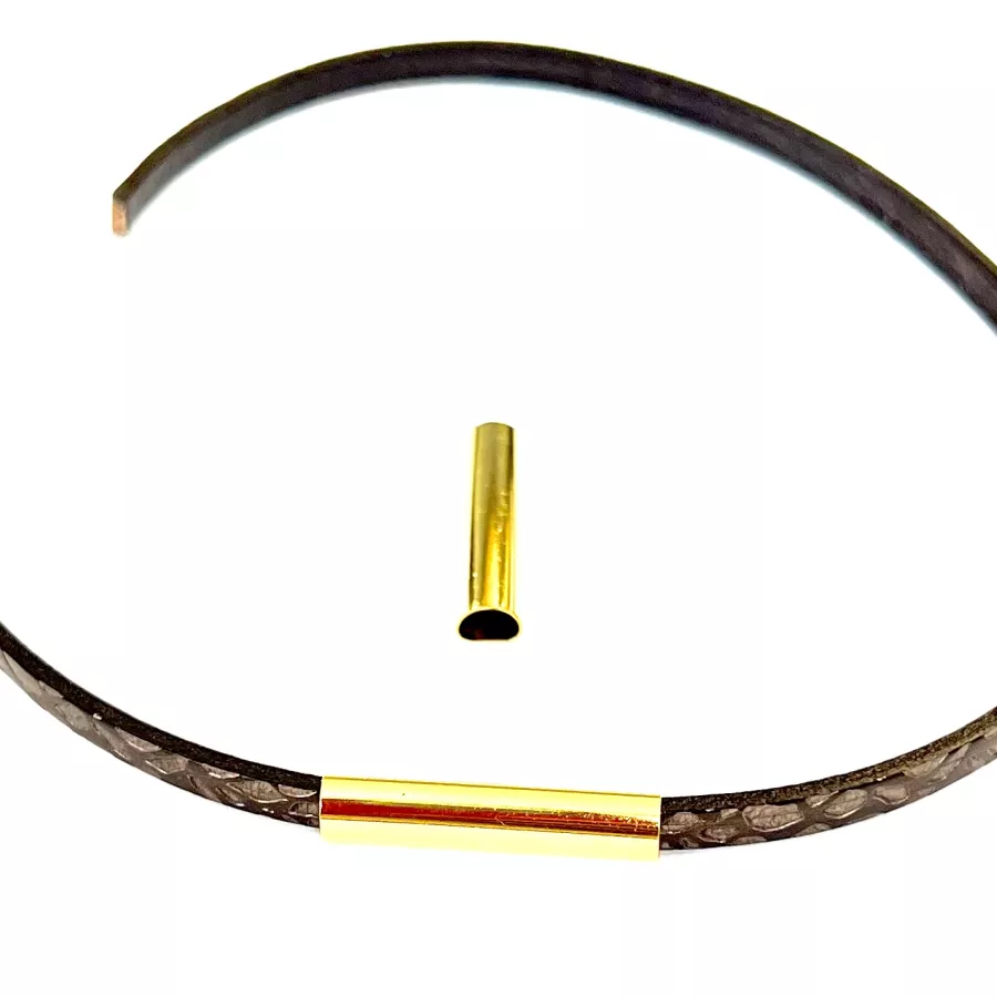 Passant laiton doré à l'or fin 24 carat pour cuir 5mm