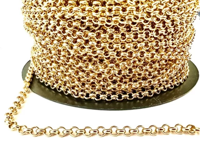 Chaine jaseron 4.5mm doré à l'or fin 24 carat en France,1micron