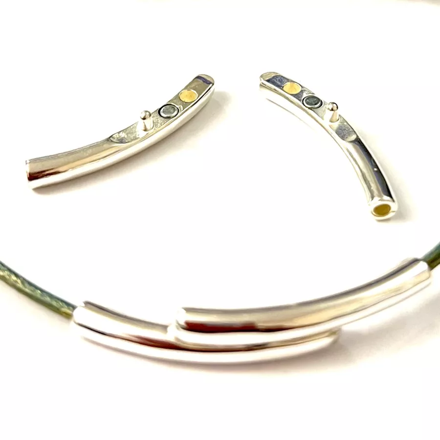 Fermoir aimanté toi et moi pour cuir rond 2mm, argent vif