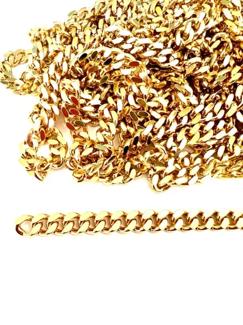 20cm de chaine gourmette 9mm de largeur, doré 1 micron en France