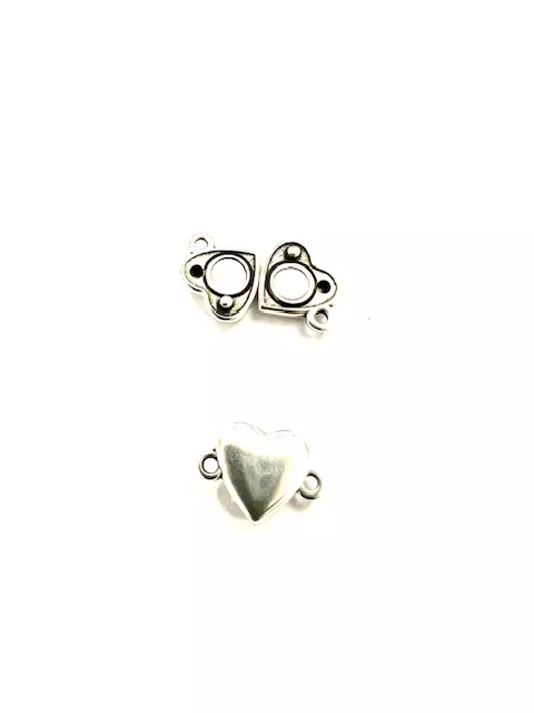 fermoir aimanté avec 2 anneaux coeur