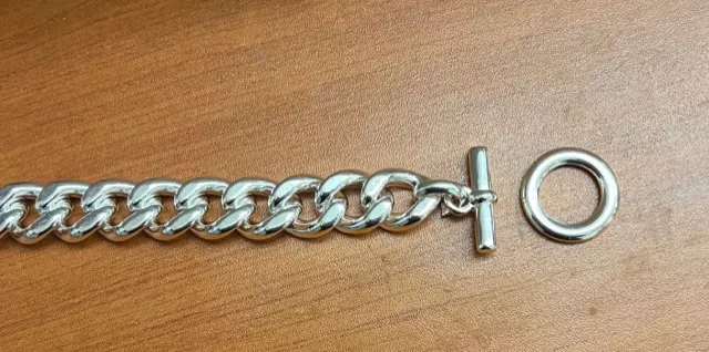 Très grosse chaine 17mm gourmette plaquée ARGENT VIF 10microns en FRANCE