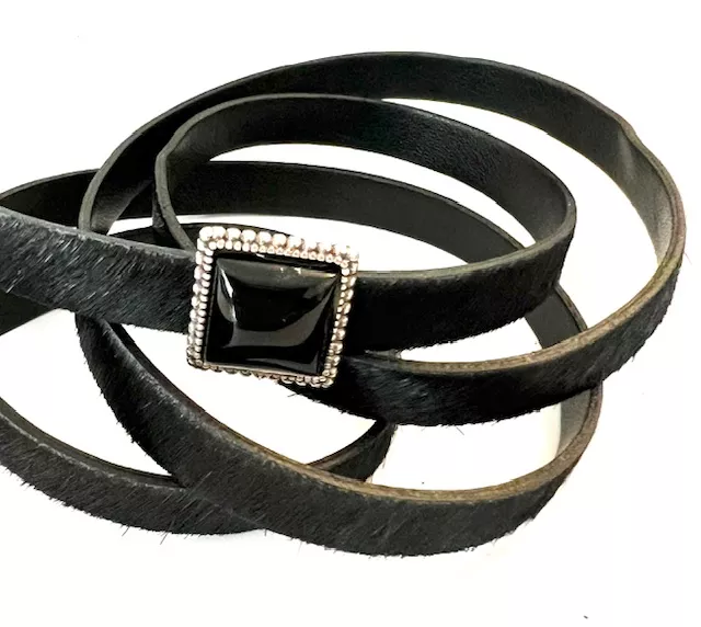 Passant carré avec Onyx pour cuir 10mm