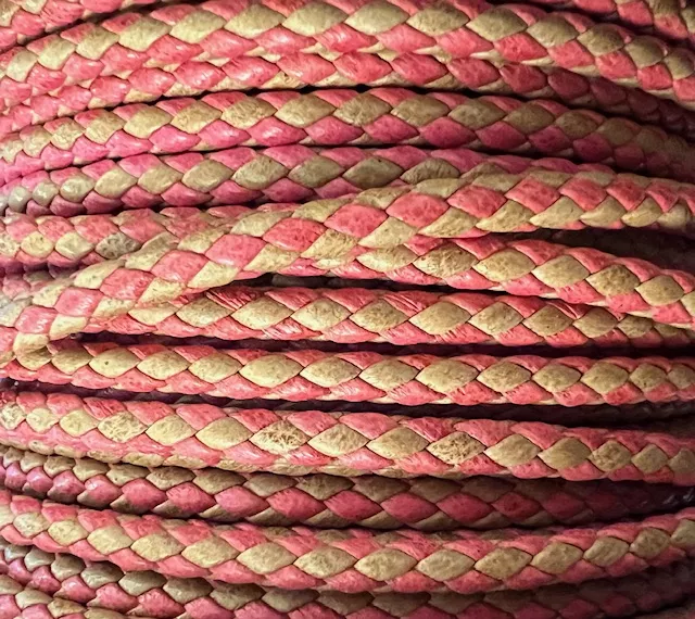 Tressérond bi colore rond 4mm cuir Toscane