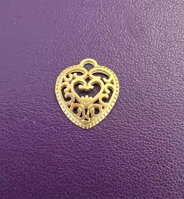 Pendant Coeur en filigranne doré à l'or fin13.8 x 13.7mm