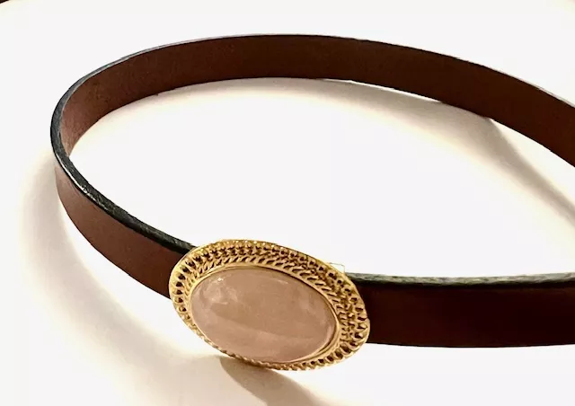 Fermoir aimanté doré en quartz rose pour cuir 10mm