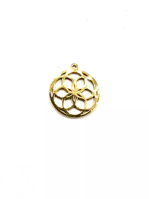 Pendant motif fleur en Acier doré 15.3mm