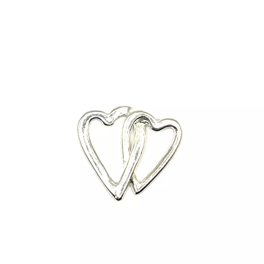 Intercalaire double coeur en argent vif 24x 22mm