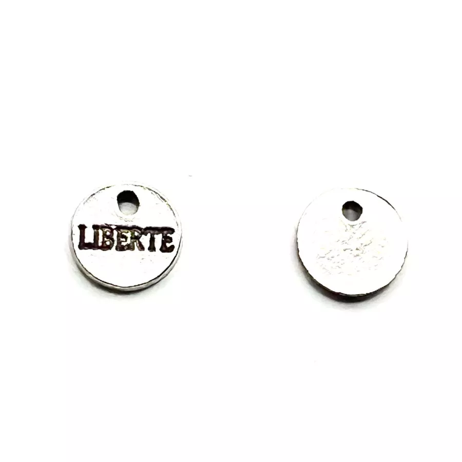 Pendant sequin LIBERTE 9mm en étain