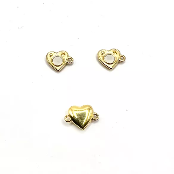 fermoir aimanté doré  avec 2 anneaux motif coeur
