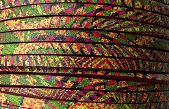 cuir de veau imprimé 3mm vert rouge