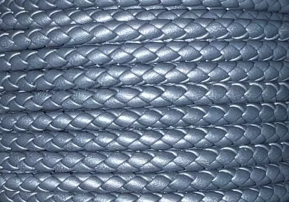 Cuir tressé rond 5mm bleu marine