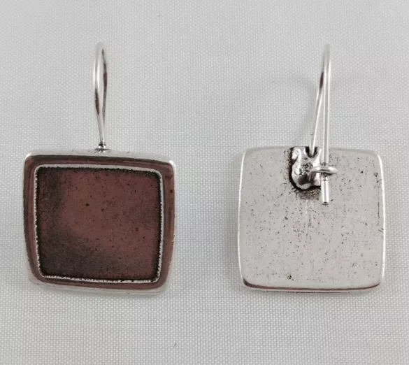 Boucles d'Oreilles Dormeuses en étain forme carré