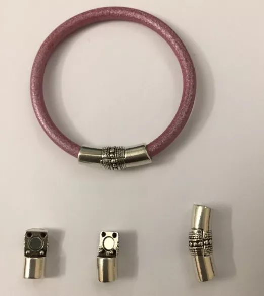 Fermoir aimanté pour cuir rond 5mm avec motif