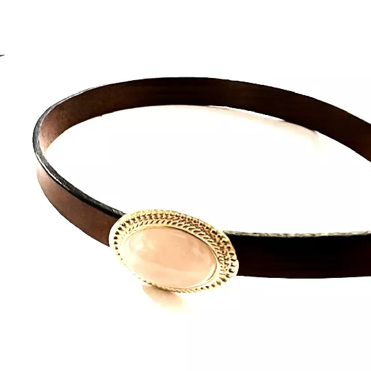 Fermoir aimanté doré en quartz rose pour cuir 10mm