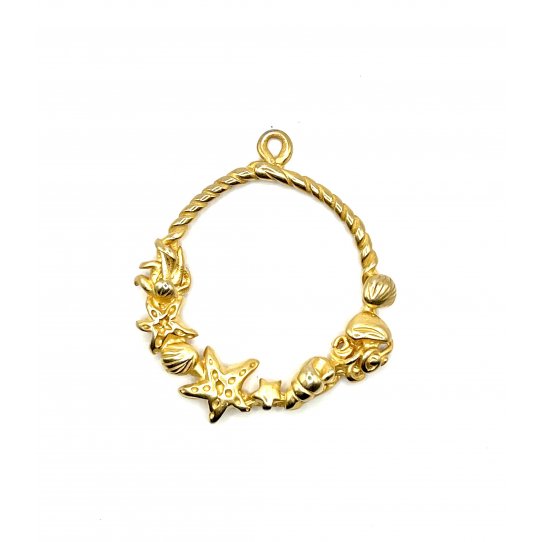 2Pendants avec fruits de mer en zamac or mat47.3mm