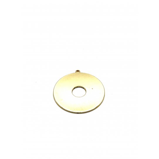 3Pendants mdailles trous en laiton plaqu OR 30mm