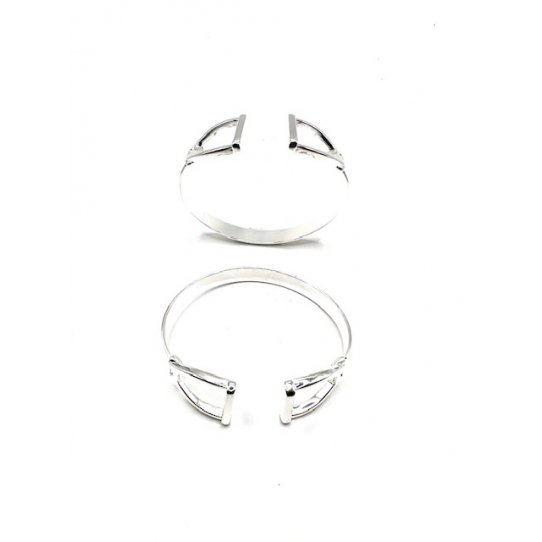 Bracelet Etrier en Laiton plaqu 10microns d'argent 