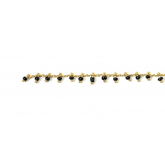 Chaine laiton doré avec perles noires 