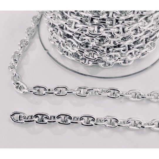 Chaine maille marine  7.6 x 4.8mm, plaqu argent 10 microns en France