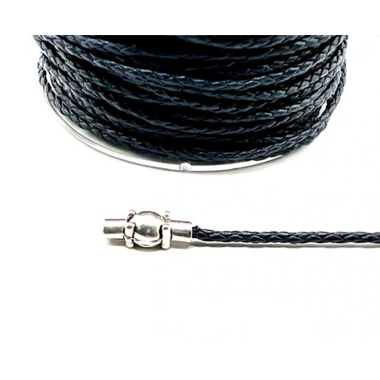 Cuir de chvre tress rond 2mm
