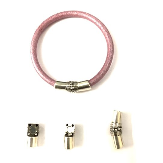 Fermoir aimant pour cuir rond 5mm avec motif