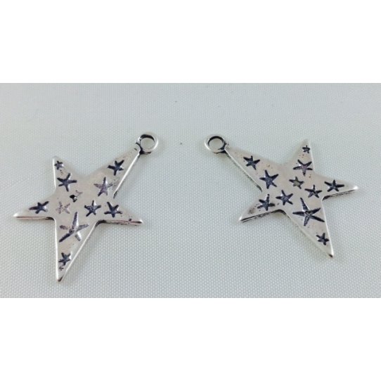 15 Pendants star with little stars inlaid double face