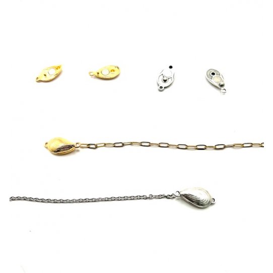 Fermoir aimant moule avec 2 anneaux pour collier ou bracelet