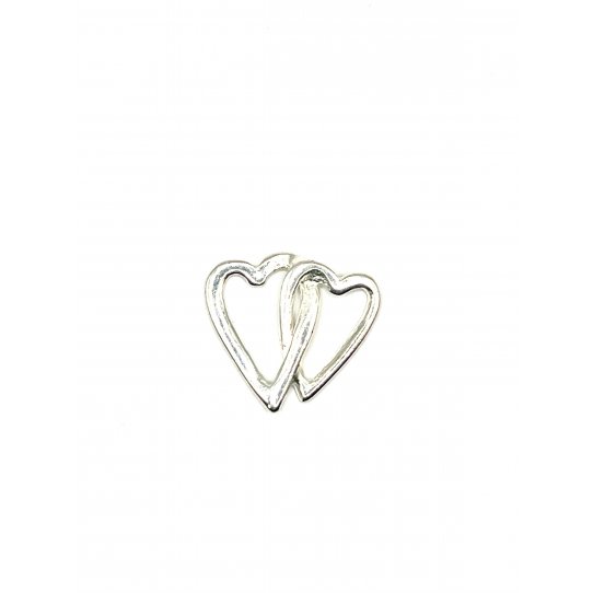 Intercalaire double coeur en argent vif 24x 22mm