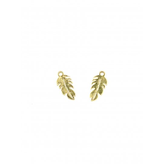 Pendant petite plume en Acier dor 13.4x 6.4mm